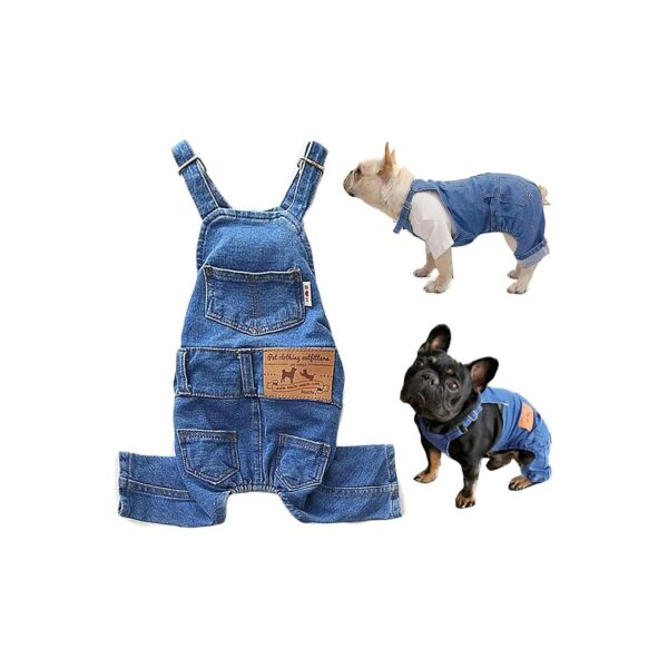 Soft and Comfortable Pet Jeans Jumpsuit Costume for Small Medium Dogs Cats