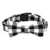 Soft and Comfortable Plaid Dog Collar with Detachable Bow Tie for Medium Dogs