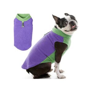 Soft and Comfortable Purple Fleece Dog Sweater with Stretchable Fabric for Small Dogs