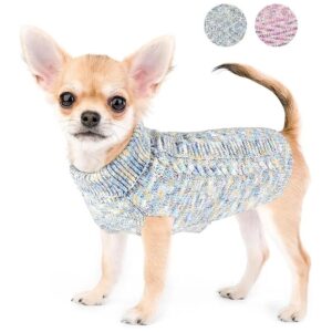 Soft and Comfortable Small to Medium Dog Sweater with Pullover Turtleneck and Leash Hole