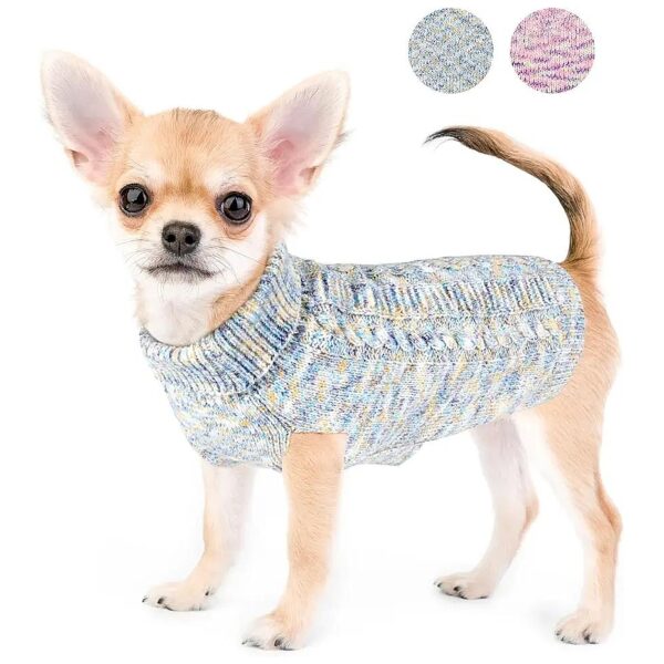 Soft and Comfortable Small to Medium Dog Sweater with Pullover Turtleneck and Leash Hole