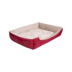 Soft and Comfy Pet Bed, 25x21 Inches, Burgundy, All-Season Rectangle Design