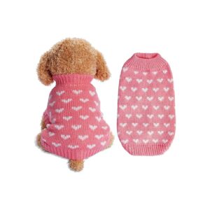 Soft and Cozy Acrylic Knitted Sweater for Medium Size Cats and Dogs with Heart Pattern