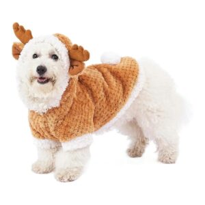 Soft and Cozy Dog Christmas Costume with Reindeer Antlers for Dogs and Cats Size L