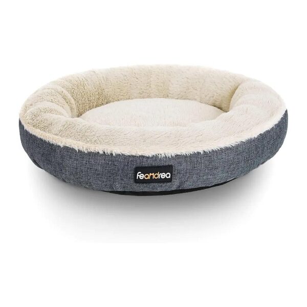 Soft and Cozy Donut Dog Bed for Small Breed Dogs with a Large Round Lying Surface