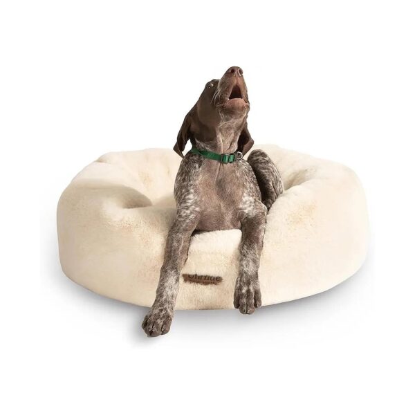 Soft and Cozy Faux Fur Pet Bed for Medium Breeds with Removable Machine Washable Cover