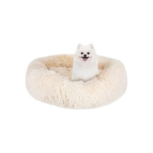 Soft and Cozy Faux Fur Plush Anti-Anxiety Dog Bed with Non-Slip Bottom