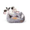 Soft and Cozy Heated Dog Bed with Bone Pillow Heartbeat Toy for Small Breed Dogs