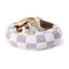 Soft and Cozy Jacquard Shaggy Plush Cat and Small Dog Bed for Calming Pet Sleep