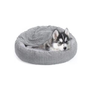 Soft and Cozy Pet Cave Bed with Hooded Blanket and Anti-Slip Bottom for Small Indoor Pets