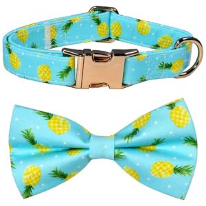 Soft and Cozy Pineapple Dog Collar with Detachable Bowtie for Small Medium Large Dogs