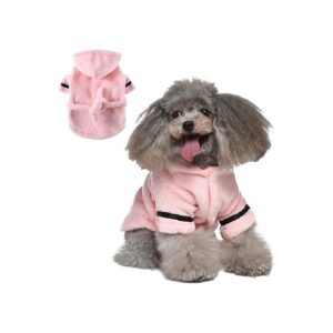 Soft and Cozy Polyester Dog Bathrobe for Small Dogs with Quick Drying