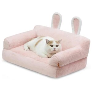 Soft and Cozy Polyester Pet Sofa Bed for Small to Medium Sized Cats and Dogs, Pink