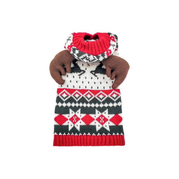 Soft and Cozy Red Reindeer Snowflake Knit Pullover Dog Sweater for Medium to Large Dogs