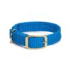 Soft and Durable Blue Double Braid Dog Collar with Brass Hardware for Everyday Wear