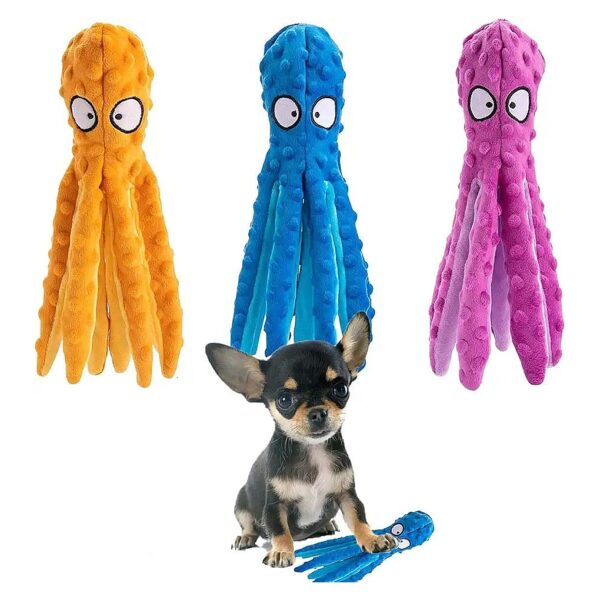 Soft and Durable Crinkle Squeaky Octopus Dog Toys for Small Medium Large Puppies