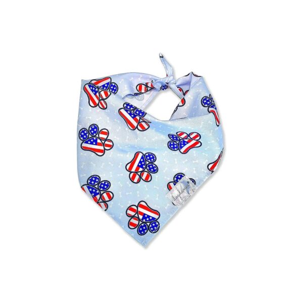 Soft and Durable Dog American Flag Bandana with USA Paw Prints Design