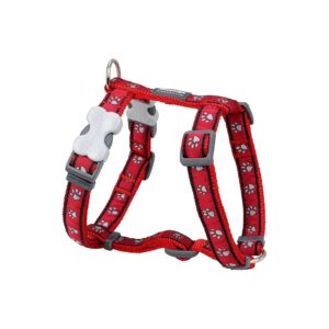 Soft and Durable Fabricated Dog Harness for Small Canines in Red Pawprints