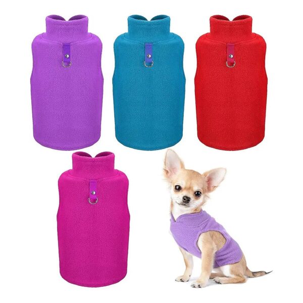 Soft and Durable Fleece Dog Sweater Vest with Leash Ring for Small Dogs