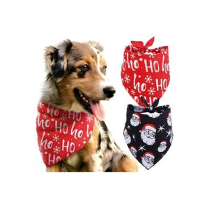 Soft and Edgy Dog Bandanas with Santa and HOHO Designs for Medium to Large Dogs