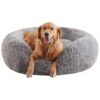 Soft and Faux Fluffy Plush Dog Bed for Large Dogs Up to 80Lbs with Anti-Slip Bottom