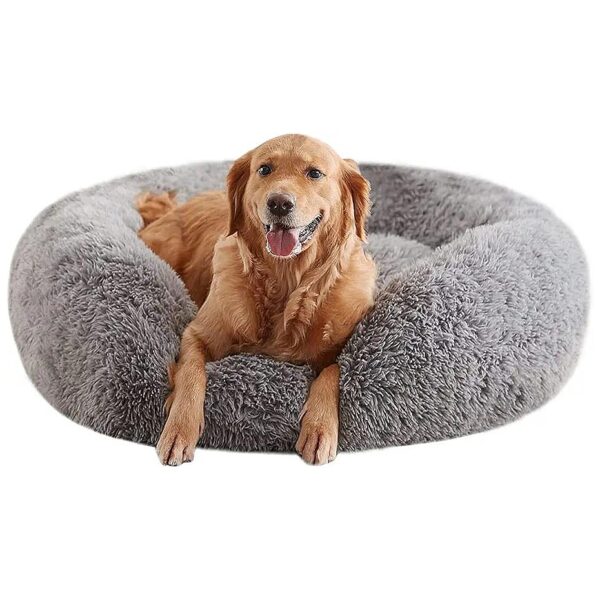 Soft and Faux Fluffy Plush Dog Bed for Large Dogs Up to 80Lbs with Anti-Slip Bottom