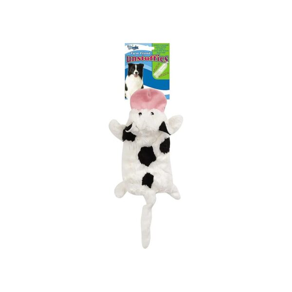 Soft and Furry Cow Unstuffies Squeak Toy for Small Dogs