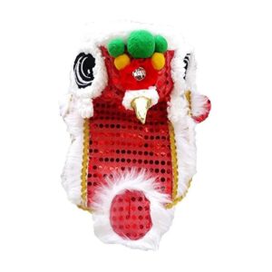 Soft and Furry Lion Head Pet Costume for Small Dogs with Red Sequins