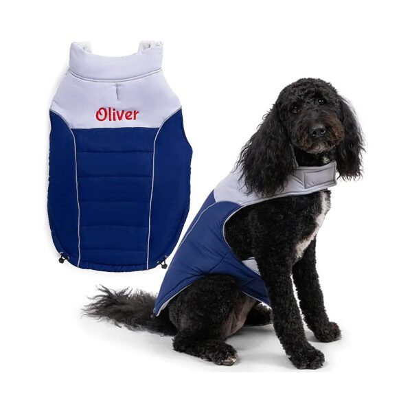 Soft and Fuzzy Dog Puffer Jacket with Adjustable Fit and 15 Thread Colors for Embroidery