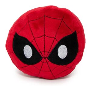 Soft and Fuzzy Spider Man Face Emoji Red Black White Plush Toy for Dogs