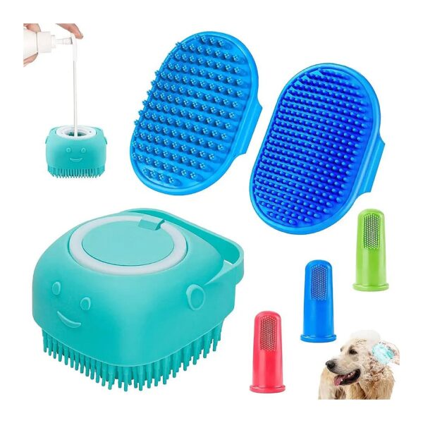 Soft and Gentle Dog Shower Brush Set for Bath Time Comfort and Hair Removal