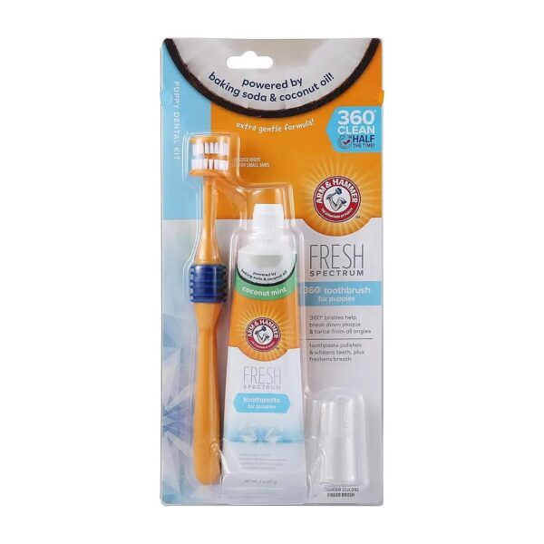 Soft and Gentle Puppy Dental Brushing Kit for Small Dogs with 2 oz Toothpaste