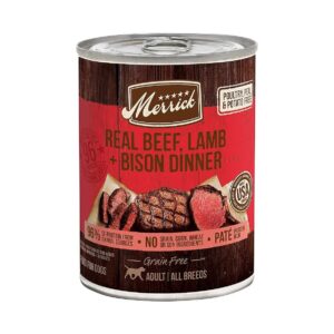 Soft and Healthy Grain-Free Wet Dog Food with Real Beef, Lamb, and Bison Dinner Recipe