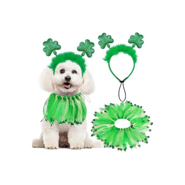 Soft and Lightweight Dog Collar with Shamrock Ornaments for St Patricks Day Outfit