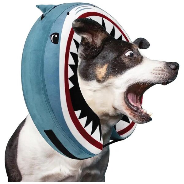 Soft and Playful Large Shark Inflatable Dog Cone Collar for After Surgery Care