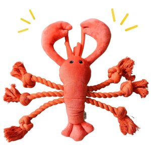 Soft and Plush Lobster Dog Toy for Large Dogs with Squeaker and Rope for Interactive Play