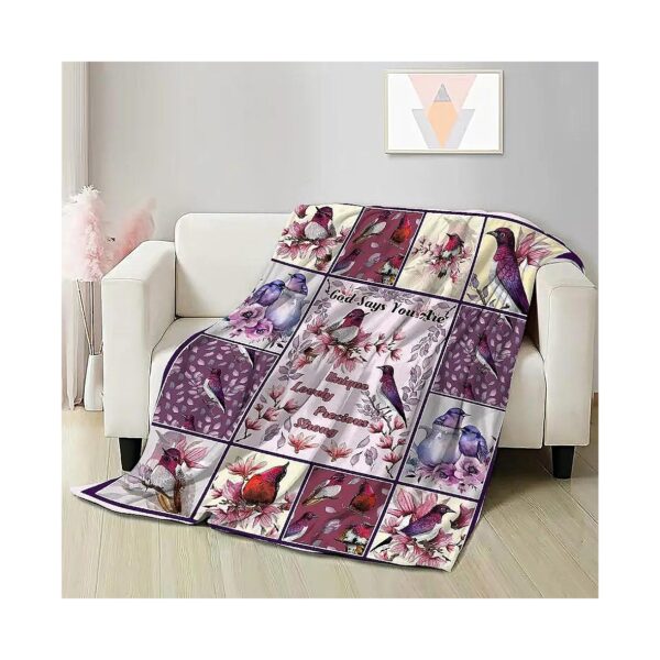 Soft and Retentive Hummingbird Flannel Throw Blanket for Women and Toddlers Purple Bird