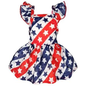 Soft and Ruffled 4th of July Dog Dress for Small Breed Dogs