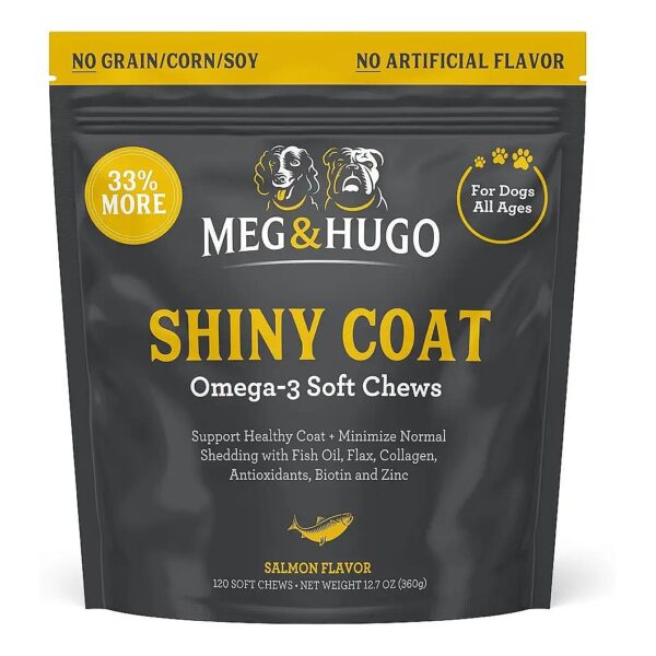 Soft and Shiny Coat Supplement for Dogs with Salmon Oil and Omega 3 EPA and DHA