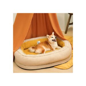 Soft and Snug Orthopedic Donut Dog Bed for Large Breeds with Detachable Cover