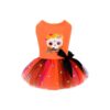 Soft and Stretchy Halloween Dog Costume for Small Dog Girl with Skeleton Wreath Pattern