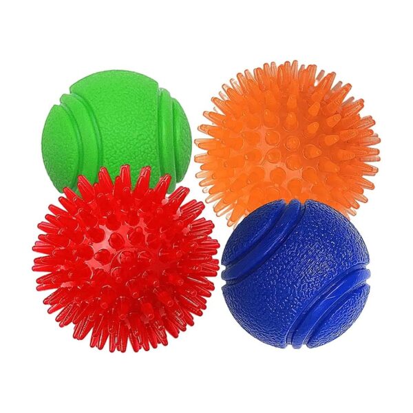 Soft and Super-Fun Puppy Toys, 4-Piece Set of Rubber Dog Balls for Interactive Play