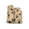 Soft and Warm Beige Fleece Paw Print Pet Sleeping Mat for Small Dogs and Cats