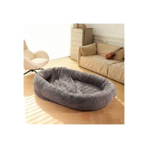 Soft and Warm Faux Rabbit Fur Covered Dog Bed for Humans and Medium Large Breed Dogs