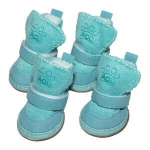 Soft and Warm Fleece Lined Winter Boots for Small Medium Dogs with Anti Slip Traction