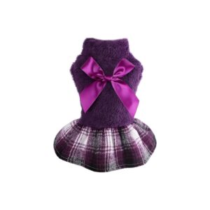 Soft and Warm Fleece Pet Dress for Small Dogs and Cats XX-Small Size Purple Pet Outfit