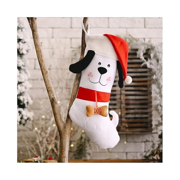 Soft and Warm White Fleece Christmas Stocking for Dogs and Puppies