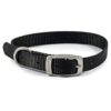 Solid Black Collar with Satin Buckle and ID Loop for 35-43cm Small to Medium Dogs