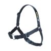 Solid Black Medium Large Width Polyester Dog Training Harness with Front Leash