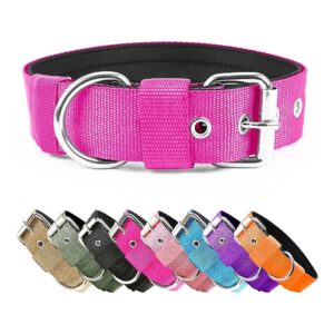 Solid Color Hot Pink Tactical Dog Collar for Working Training K9 with Comfortable Buckle